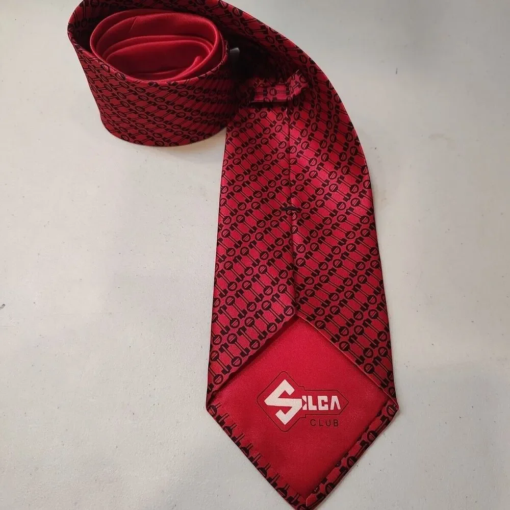 Skeleton‎ Key Silca Club Red Tie Silk Automotive Novelty Love Valentine